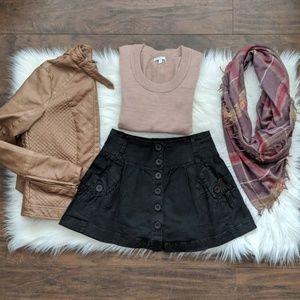 szS Ezra black button up skater skirt